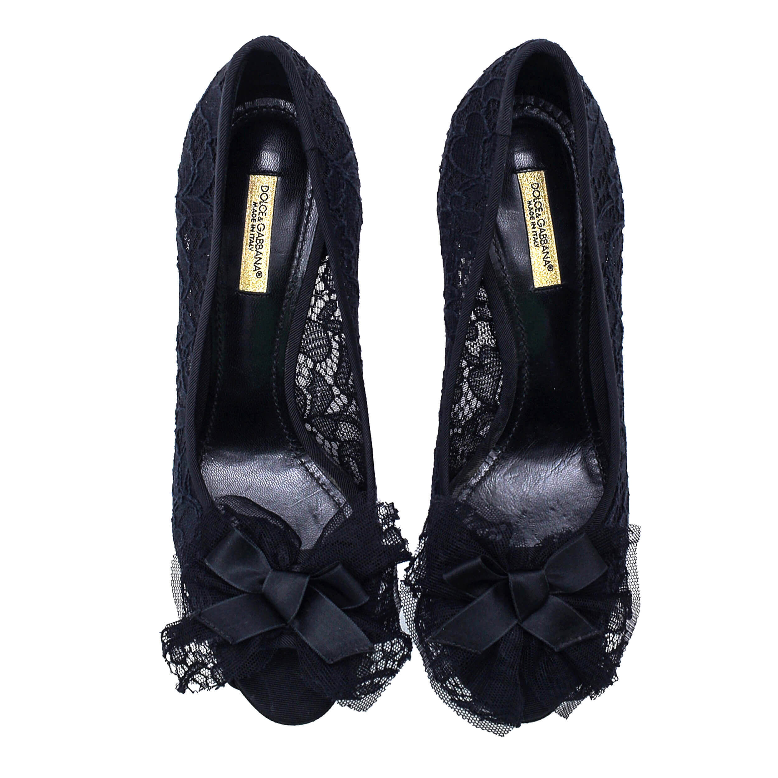 Dolce&Gabbana - Black Lace Ribbon Platform Pumps